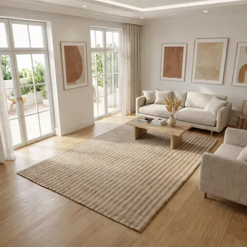 Tapis Jute 160x230 Fait Main Beige Et Blanc Vertyjute