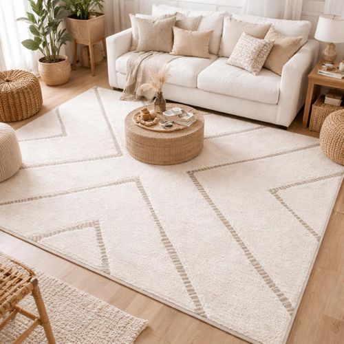 Tapis Berbère Style Araf Beige 120x170 En Polypropylène