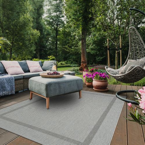 Tapis Extérieur 80x150 Tissé Kilim Gris Squarext