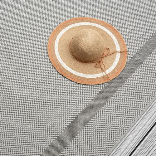 Tapis Extérieur 120x170 Tissé Kilim Gris Squarext