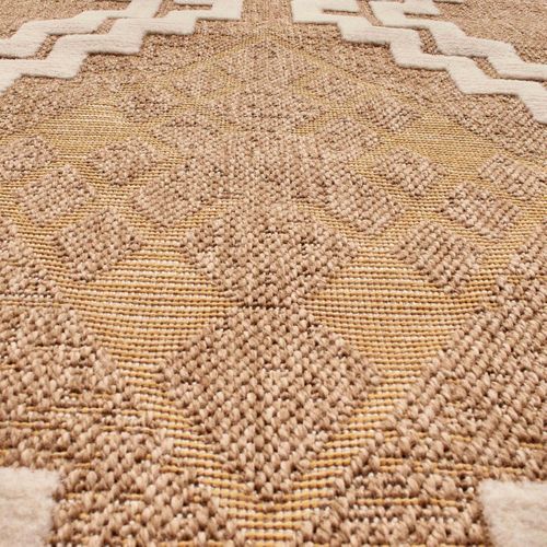 Tapis Extérieur 160x230 Tissé Kilim Marron Et Jaune Zephyr