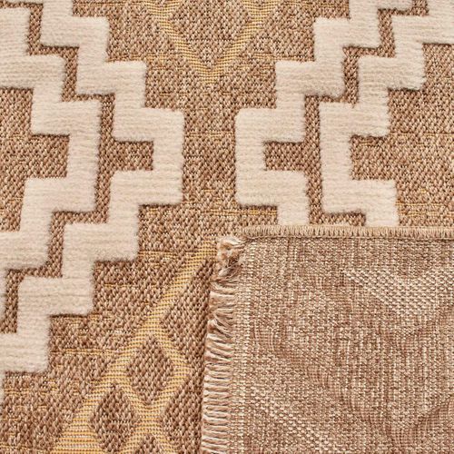 Tapis Extérieur 160x230 Tissé Kilim Marron Et Jaune Zephyr