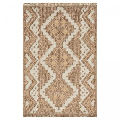 Tapis Extérieur 160x230 Tissé Kilim Marron Et Jaune Zephyr