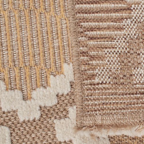 Tapis Extérieur 160x230 Tissé Kilim Marron Et Jaune Zephyr