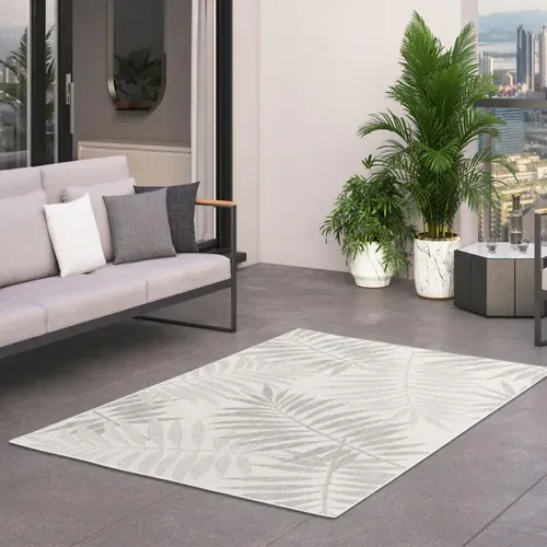 Tapis Extérieur 120x170 Tissé Kilim En Pet Gris Clair Et Gris Foncé Serene 3