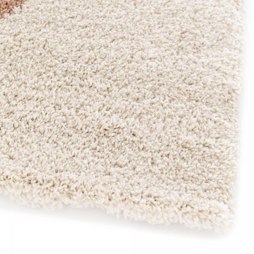Tapis Shaggy 160x230 Rectangle Tissé Beige Et Orange Motif Géométrique Aurora 3