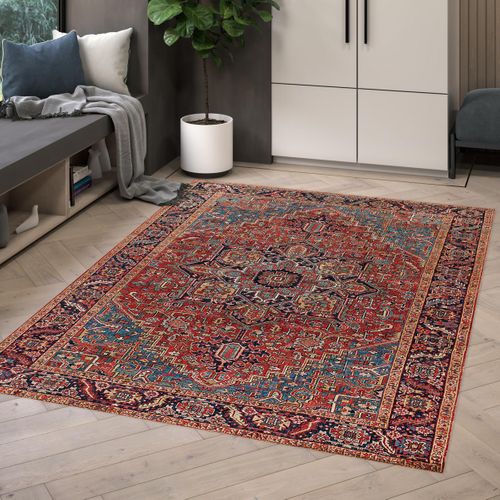 Tapis Salon 160x230 Tissé Bordeaux Et Gris Rectangle Motif Oriental Vivace 3