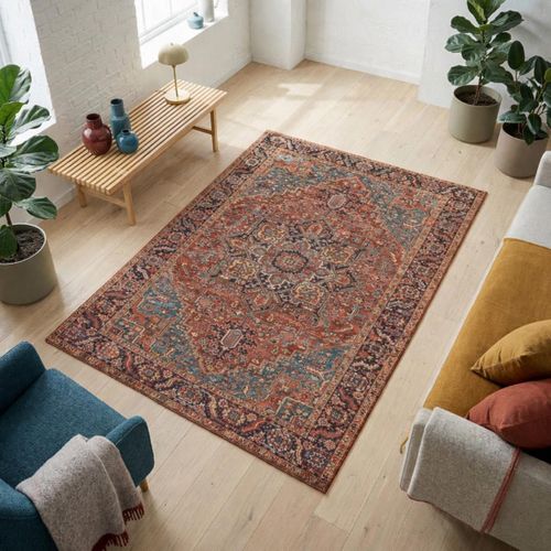 Tapis Salon 160x230 Tissé Bordeaux Et Gris Rectangle Motif Oriental Vivace 3