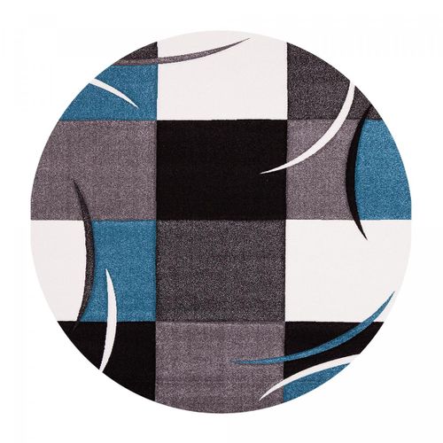 Tapis Entrée 60x110 Tissé Bleu Rectangle Motif Damier Lyn8 Comma