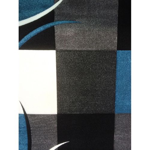 Tapis Entrée 60x110 Tissé Bleu Rectangle Motif Damier Lyn8 Comma