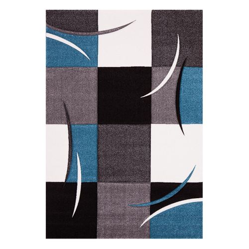 Tapis Entrée 60x110 Tissé Bleu Rectangle Motif Damier Lyn8 Comma