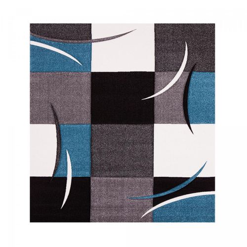 Tapis Entrée 60x110 Tissé Bleu Rectangle Motif Damier Lyn8 Comma