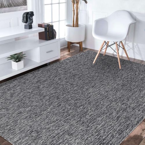 Tapis Salle De Bain 140x200 Tissé Gris Rectangle Motif Uni Sakrda