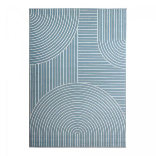 Tapis Salon 160x225 Tissé Bleu Rectangle Motif Géométrique Lyn49 Arcrol