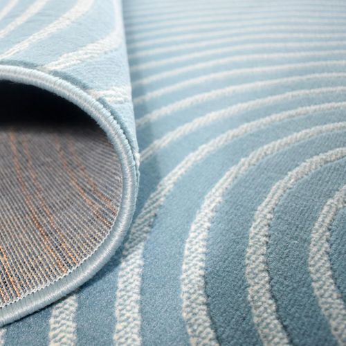 Tapis Salon 160x225 Tissé Bleu Rectangle Motif Géométrique Lyn49 Arcrol