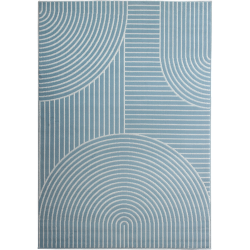 Tapis Salon 160x225 Tissé Bleu Rectangle Motif Géométrique Lyn49 Arcrol