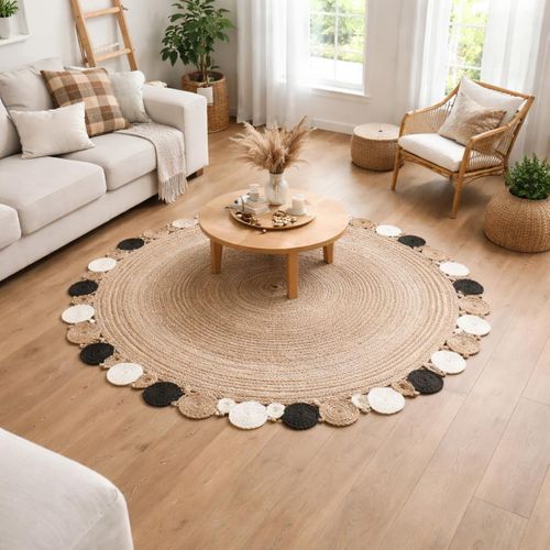 Tapis Rond 150x150 Rond Jt Rondi Beige , Tapis Jute Artisanal