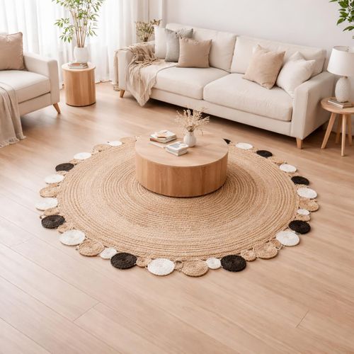 Tapis Rond 150x150 Rond Jt Rondi Beige , Tapis Jute Artisanal