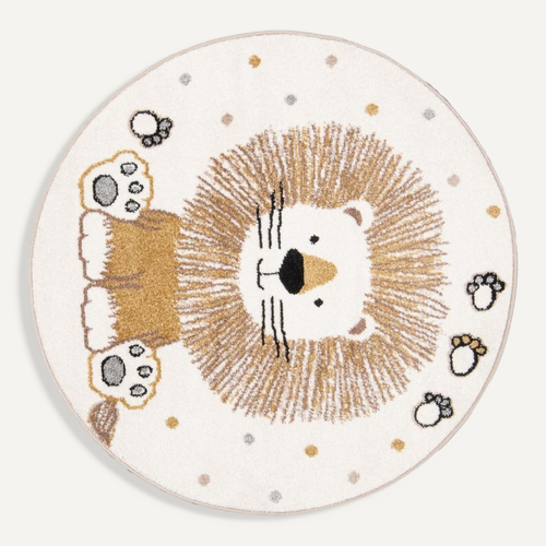 Tapis Enfant D.100cm Rond Tissé Crème Sweetlion