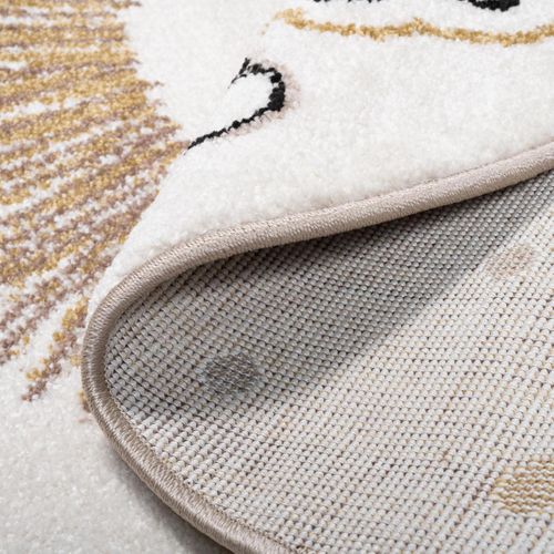 Tapis Enfant D.100cm Rond Tissé Crème Sweetlion