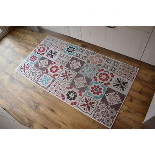 Tapis De Chambre 120x170 Rouge Et Bleu , Facile D'entretien Lyn11 A