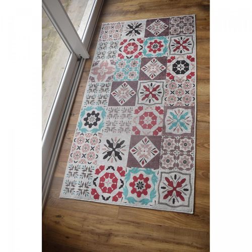 Tapis De Chambre 120x170 Rouge Et Bleu , Facile D'entretien Lyn11 A