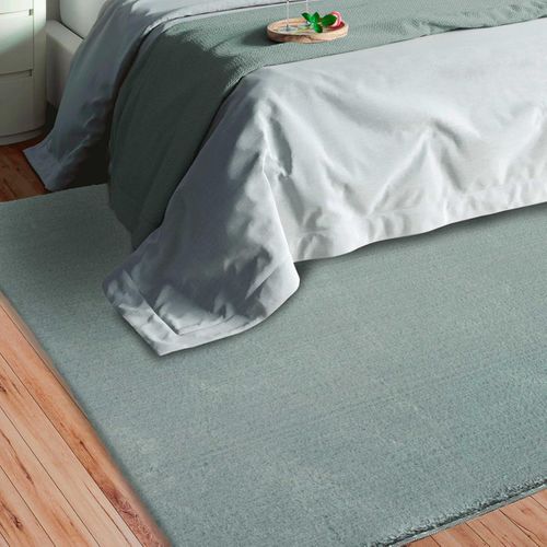 Tapis Rond Chambre D.120cm Lyn10 Lavable Bleu Uni, Tapis Shaggy à Longs Poils