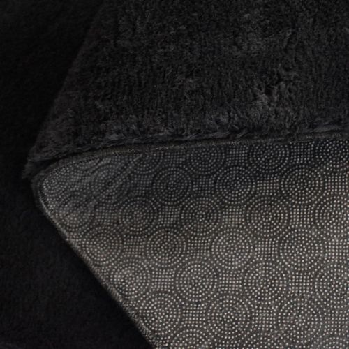 Tapis Chambre 140x200 Lyn10 Lavable Noir Uni, Tapis Shaggy à Longs Poils