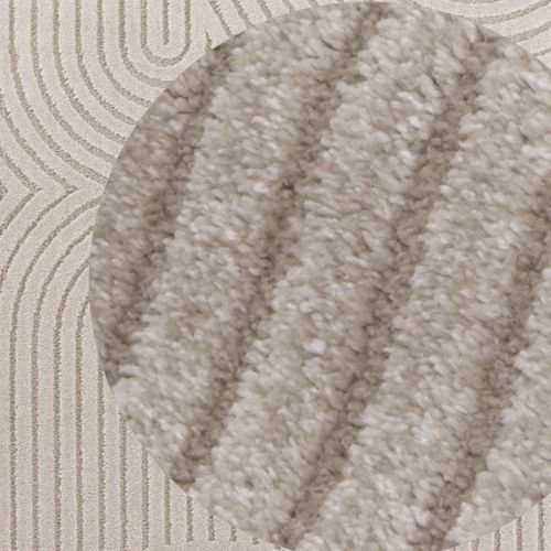 Tapis Chambre 120 X 170 Cm, Beige Chic, Motif Géométrique Relief Structuré, Panglao élégant