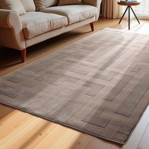 Tapis Salon 160 X 235 Cm Beige, Motif Géométrique En Relief, Confort Et Finition Soignée, Onyx