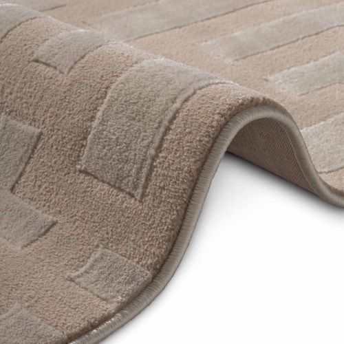Tapis Salon 160 X 235 Cm Beige, Motif Géométrique En Relief, Confort Et Finition Soignée, Onyx
