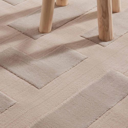 Tapis Salon 160 X 235 Cm Beige, Motif Géométrique En Relief, Confort Et Finition Soignée, Onyx