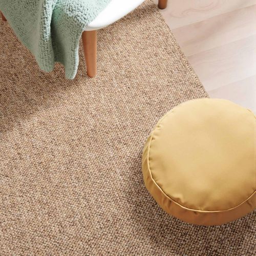 Tapis Chambre 120 X 170 Cm Faux Uni, Texture Poils Ras, Confortable Et Pliable, Beige Et écru Roccco