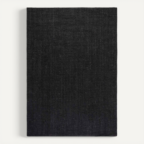 Tapis Entrée, 60 X 90 Cm, Noir, Composition Jute Noble, Motif Uni, Jute J, Aspect Authentique
