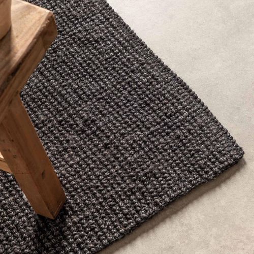 Tapis Entrée, 60 X 90 Cm, Noir, Composition Jute Noble, Motif Uni, Jute J, Aspect Authentique