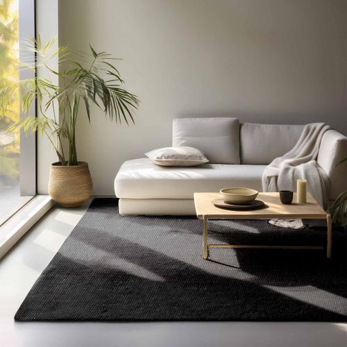 Tapis Entrée, 60 X 90 Cm, Noir, Composition Jute Noble, Motif Uni, Jute J, Aspect Authentique