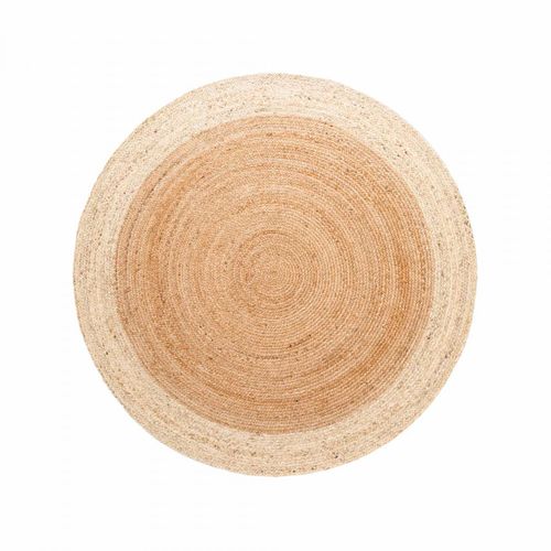Tapis Rond 120 X 120-cm, Beige écru, Forme Ronde Authentique, Jute Tissé Main, Jute K Chaleur