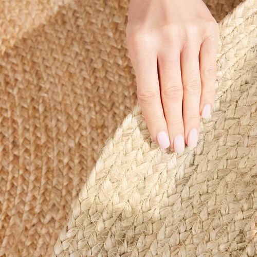 Tapis Rond 120 X 120-cm, Beige écru, Forme Ronde Authentique, Jute Tissé Main, Jute K Chaleur