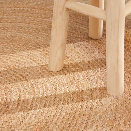 Tapis Rond 120 X 120-cm, Beige écru, Forme Ronde Authentique, Jute Tissé Main, Jute K Chaleur