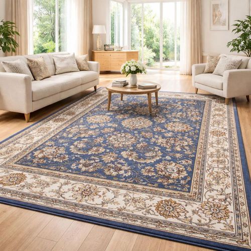 Tapis Salon 160x235cm Bleu, écru Reni
