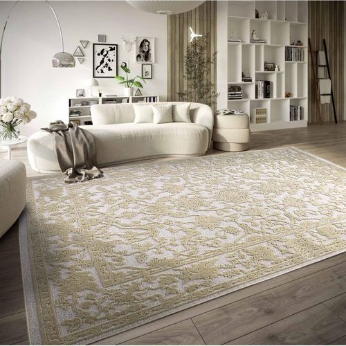 Tapis Kilim 160 X 230 Cm, Beige écru, Motif Oriental Authentique, Ambroise, Pliable Et Hydrofuge