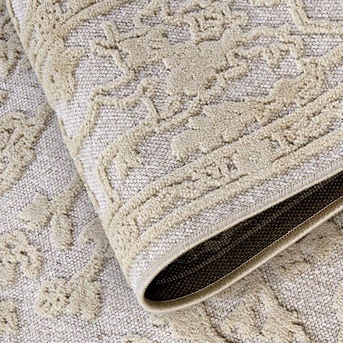 Tapis Kilim 160 X 230 Cm, Beige écru, Motif Oriental Authentique, Ambroise, Pliable Et Hydrofuge