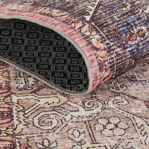 Tapis Entrée 120 X 170 Cm, Rose, Bleu, Beige, Kilim Patiné, Chaleureux Et Décoratif