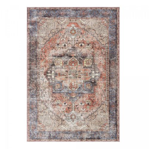 Tapis Entrée 120 X 170 Cm, Rose, Bleu, Beige, Kilim Patiné, Chaleureux Et Décoratif