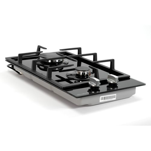 Btg2z-d01vno - Plaque De Cuisson Gaz Verre Noir 2 Feux