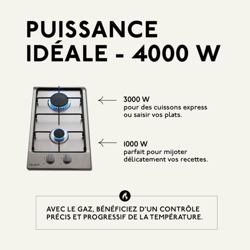 Btg2z-c01ix - Plaque Gaz Encastrable 2 Feux Inox