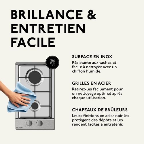 Btg2z-c01ix - Plaque Gaz Encastrable 2 Feux Inox