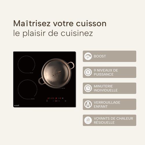 Beldeko Plaque De Cuisson 3 Foyers Induction 5800 Watts - Grand Feu De 280 Mm
