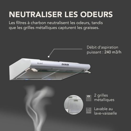 Greta 60 Wh - Hotte visière 60 Cm Blanc - 210 M3/h