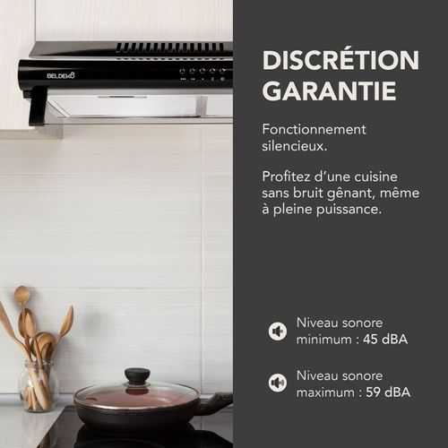 Hotte Casquette / Visière 60 Cm Noir  240 M3/h - 100 Watts - Filtre Inclus